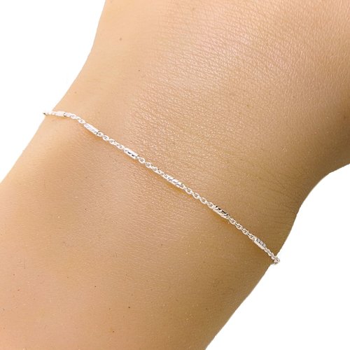 Bracelet fin minimaliste en argent 925, chaîne tubulaire torsadée, cadeau pour elle