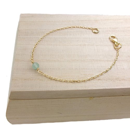 Bracelet fin aventurine en or 18 carats - bijou pierre naturelle pour femme