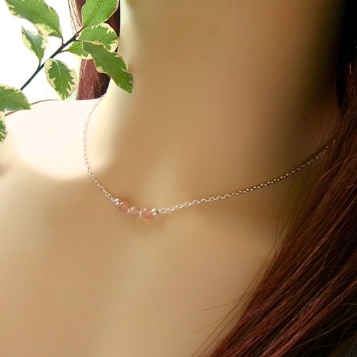Collier en argent à pierres de lune orange, douceur lumineuse