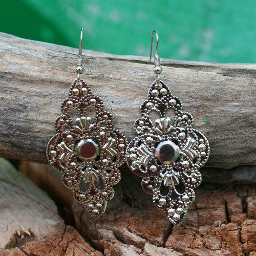 Boucles d'oreilles orientales argentées