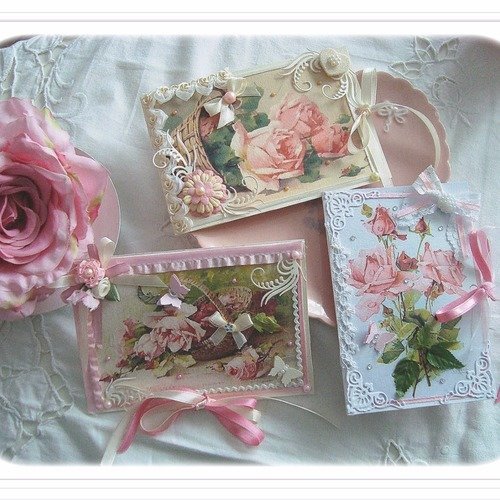 Lot de 3 petites cartes de style vintage ,