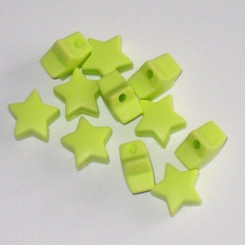 5 perles silicone forme étoile 15 mm vert anis