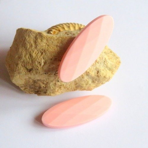 Perle silicone ovale plate rose quartz 40 x 16 mm