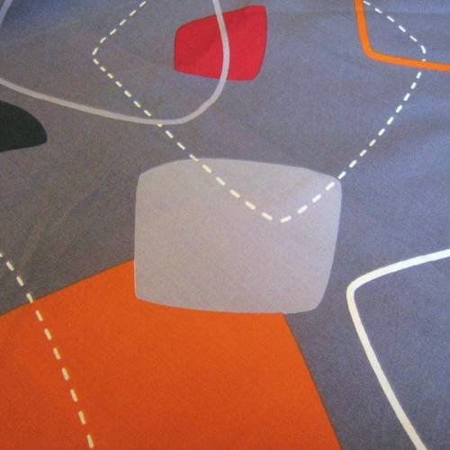 Tissu coton épais vintage des années 70 gris orange 240 x 50 cm