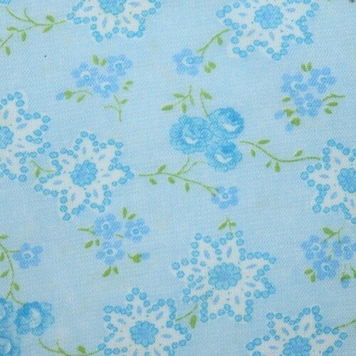Tissu coton fleurs bleu 35 x 80 cm 