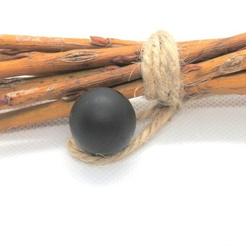 Perle en silicone noire 19 mm création hochet, attache tétine...
