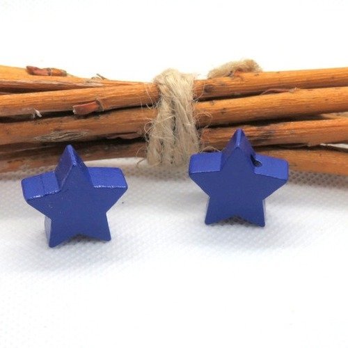 Perle bois étoile bleu marine 18 mm norme ce