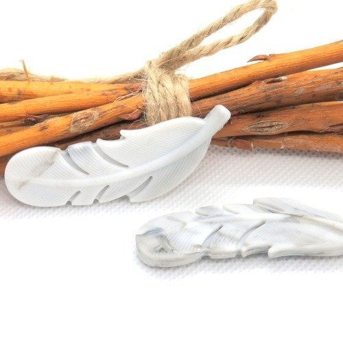 Plume en silicone de dentition marbré blanche et grise 56 mm