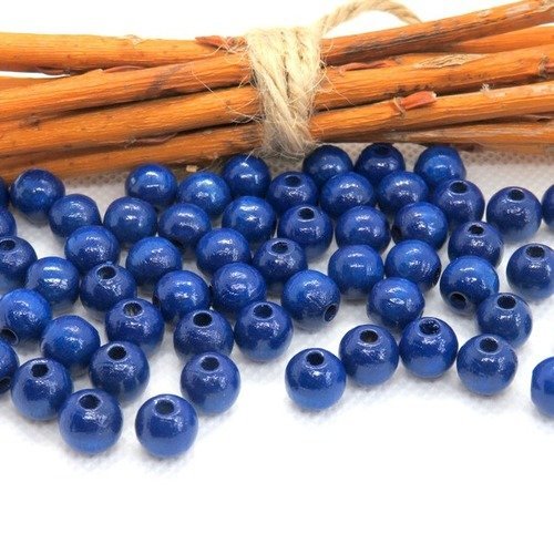 50 perles en bois bleu foncé pour attache tétine 8 mm norme ce