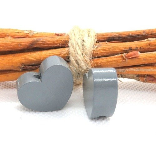 Perle bois cœur grise 20 mm norme ce