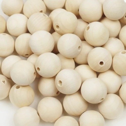 10 perles en bois brut 18 mm 100% naturelle