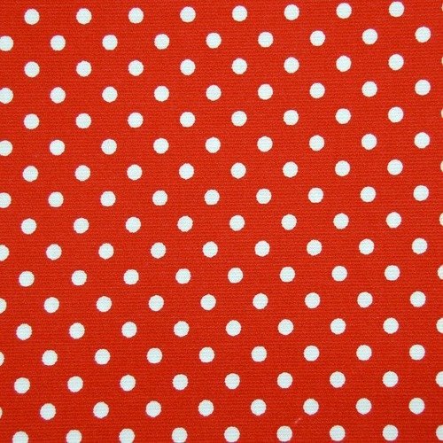 Tissu coton rouge à pois 150 x 50 cm