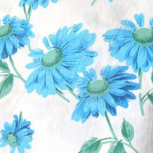 Tissu coton marguerite bleue 100 x 50 cm