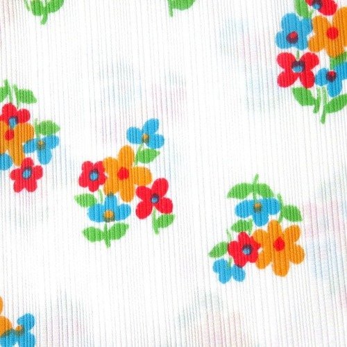 Tissu coton fleurs fond blanc 50 x 85 cm