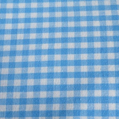 Tissu coton vichy bleu 90 x 50 cm