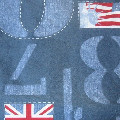 Tissu coton drapeau anglais et drapeau américain 100 x 50 cm