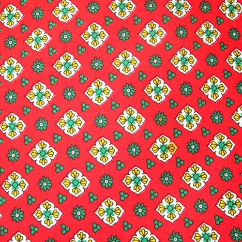 Tissu coton fleurs fond rouge 125 x 35 cm