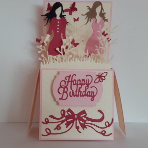 Ref 307 carte box 3d pop up happy birthday pour une fille