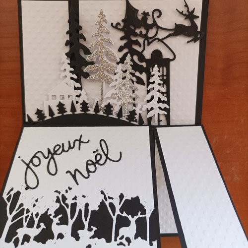 Carte Pop-Up "Renne Train–Joyeux Noël Rouge, Carte De Noël