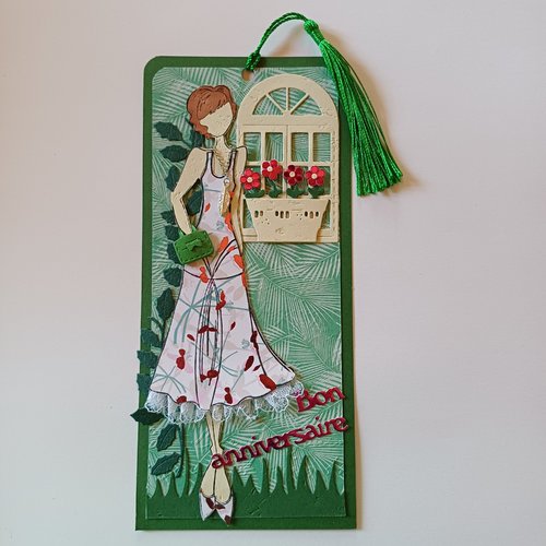 Carte anniversaire ou marque page jeune femme. julie nutting