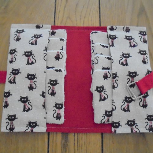 Lingette lavable et sa pochette * chat *