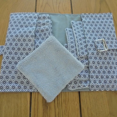 Lingette lavable et sa pochette de voyage