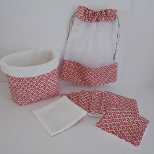 Lingettes lavables, panière et filet de lavage