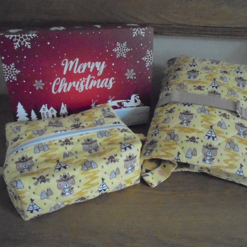 Pochette à langer et sa trousse de toilette avec sa * boîte cadeau *