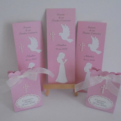 Ensemble boîte à dragées et marque page - signet religieux * communion *