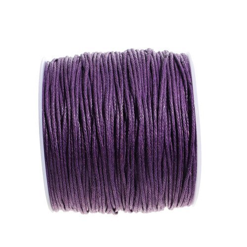 fil cordon coton ciré 1mm 50 mètres violet basique pour macramé ou bracelets