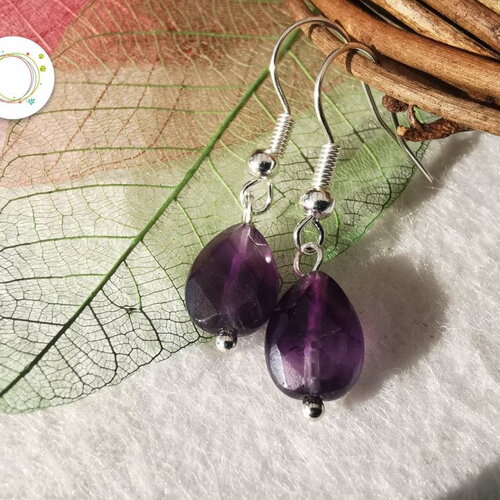 Boucles d'oreilles amethyste naturelle facettes