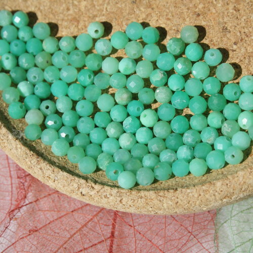 Perles en chrysoprase facettes 3 mm