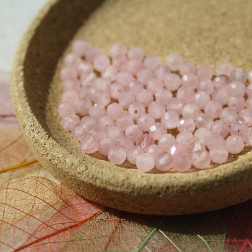 Perles quartz rose facettes 4 mm