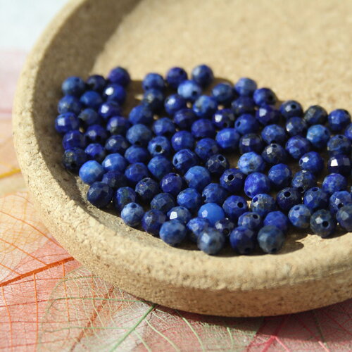 Perles lapis lazuli, facettes 3 mm