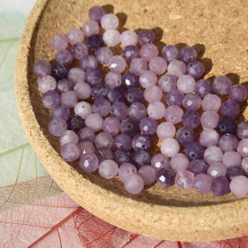 Perles lepidolite facettes 4 mm
