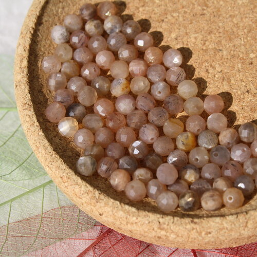 Perles en pierre de lune mix facettes 4 mm
