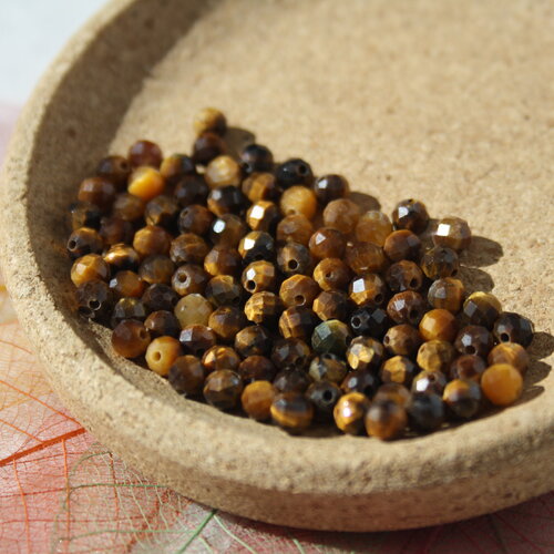 Perles oeil de tigre facettes 4 mm