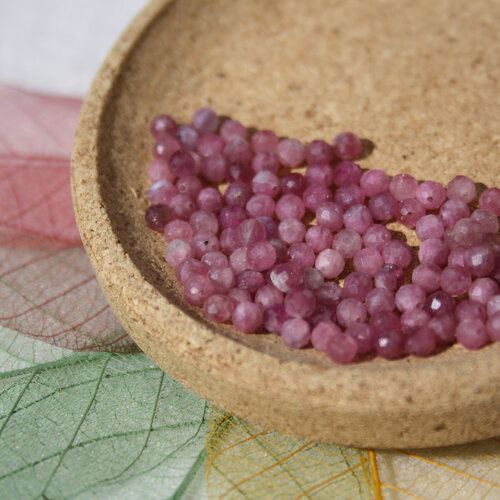 Perles rubélite facettes 3 mm