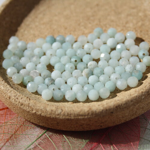 Perles amazonite naturelle, facettes 4 mm