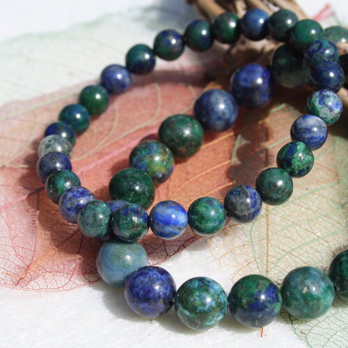 Bracelet en azurite malachite naturelle, 6 mm et 8 mm