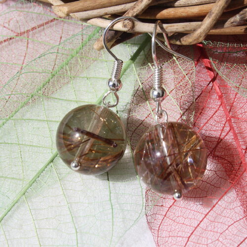 Quartz tourmaline boucles d'oreilles