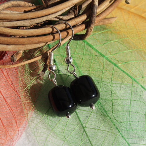 Boucles d'oreilles obsidienne oeil celeste