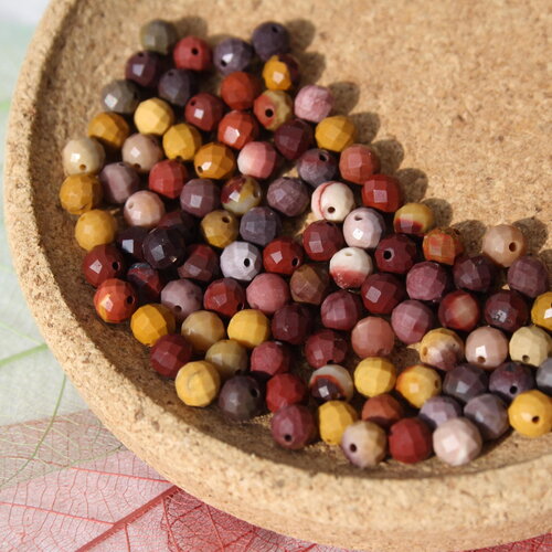 Perles en jaspe mokaite facettes 4 mm