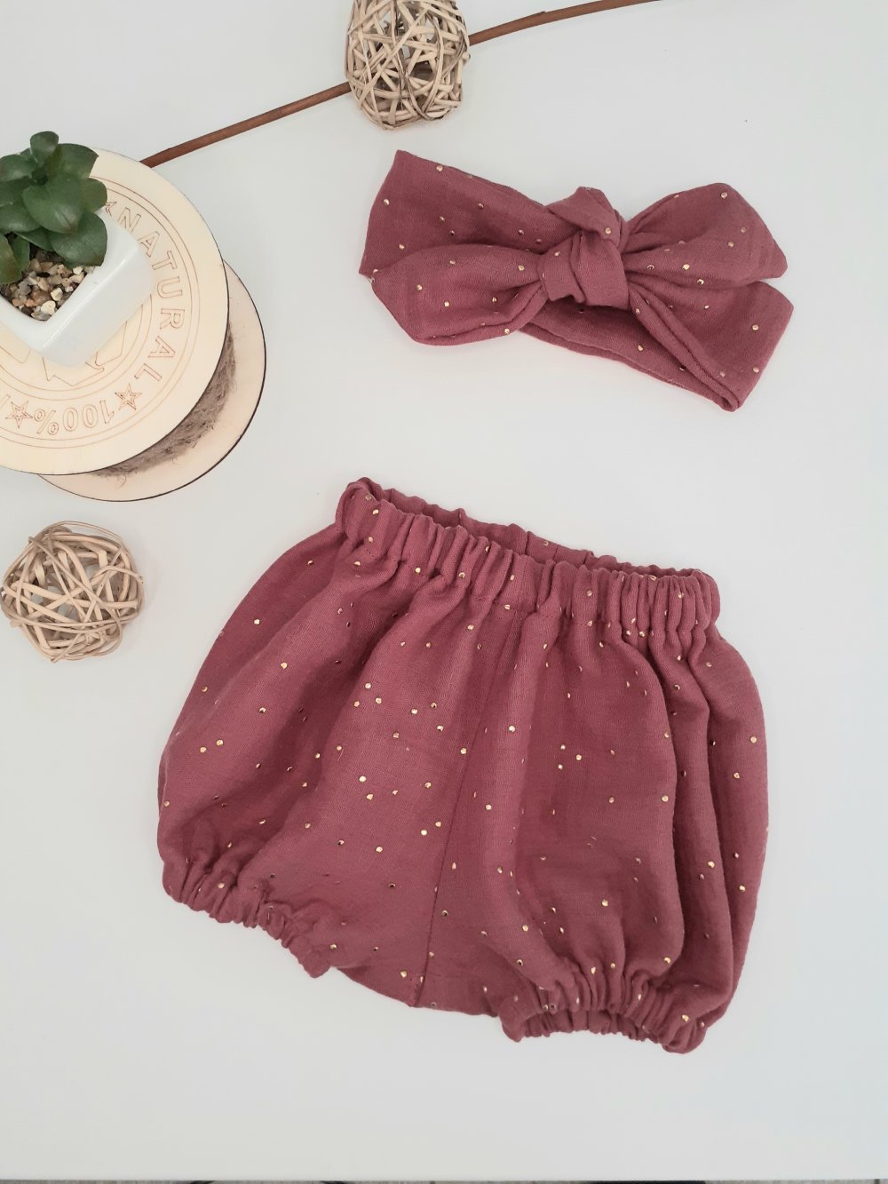 Bloomer Bebe Culotte Bouffante Bebe En Double Gaze A Pois Et Bandeau Un Grand Marche