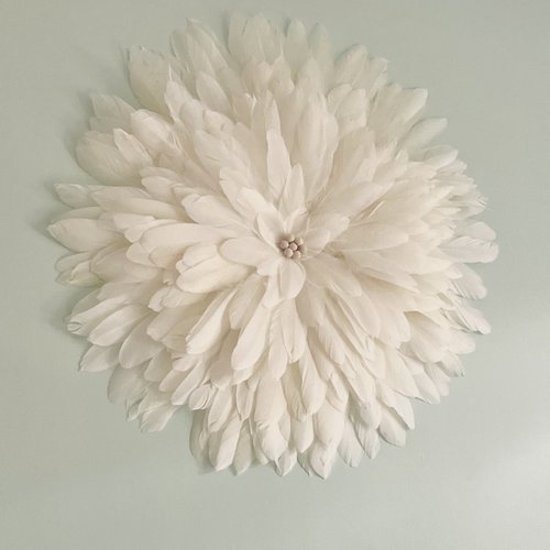 Juju hat numa - décoration murale en plumes d'oie naturelles et perles en bois