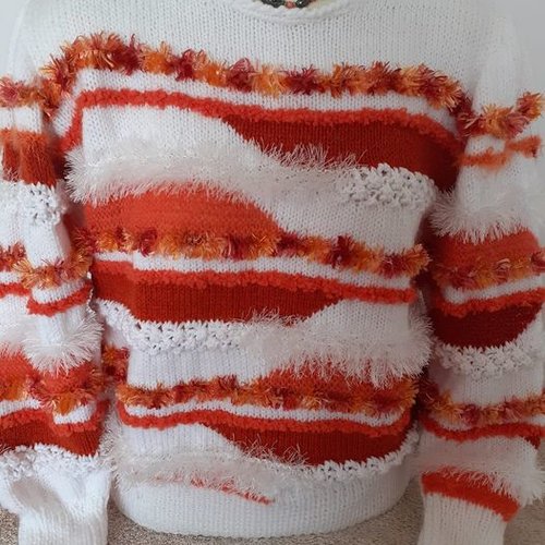 Pull femme blanc/roux