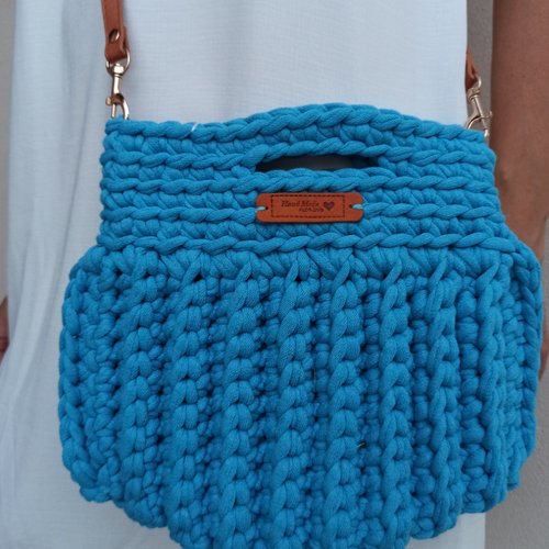 Sac turquoise fait main au crochet