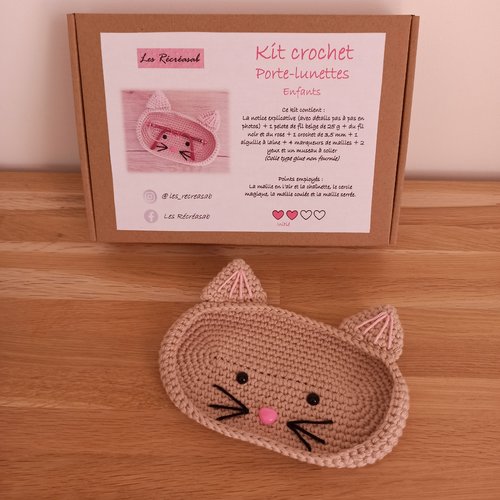Kit crochet porte lunettes chat enfants