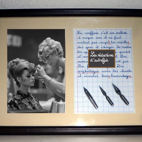 Tableau avec photo ancienne et texte écrit à la plume Création artisanale Française Cadeau original pour nutritionniste Diététicienne 