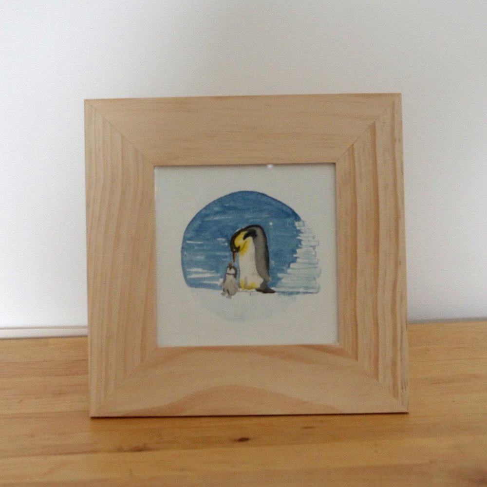 Illustration Aquarelle Petite Duo Papa Bebe Manchot Un Grand Marche